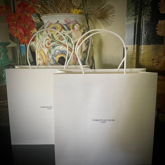 2 Christian Dior Shopping Bags  Medium 12" x 12" Cute Rope Handles - Picture 4 of 5